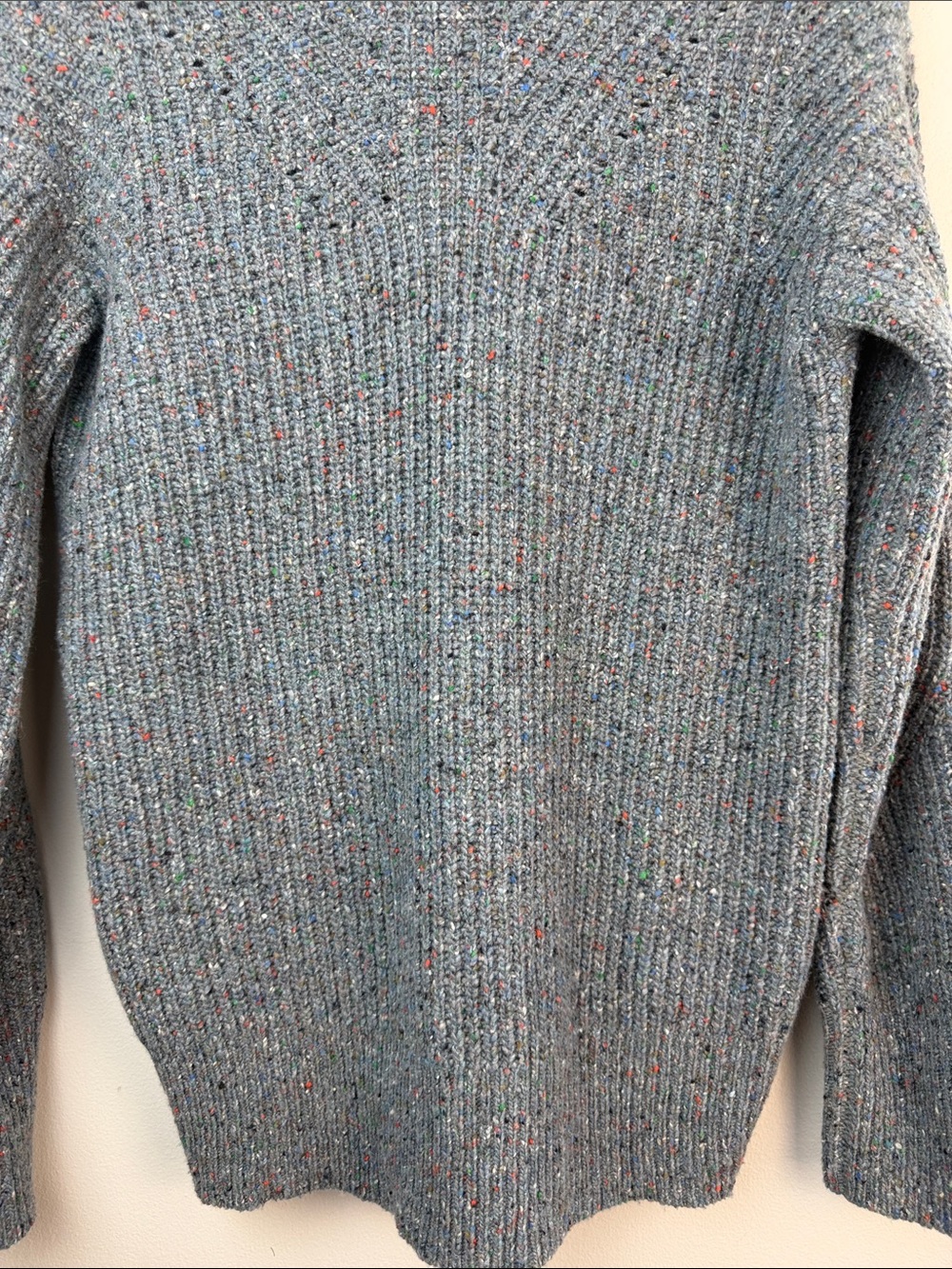 Rag & Bone Eco Donegal V-Neck Blue Sweater XS Relaxed Fit Recycled Wool Blend - Picture 12 of 16